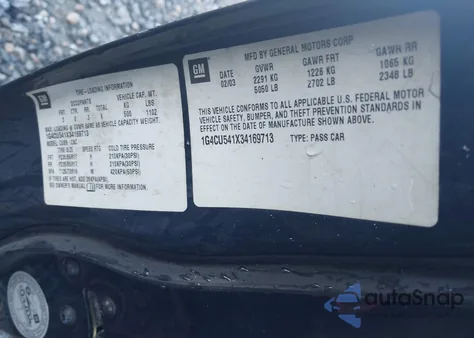 2003 Buick Park Avenue Ultra z USA, uszkodzony, nr VIN 1G4CU541X34169713